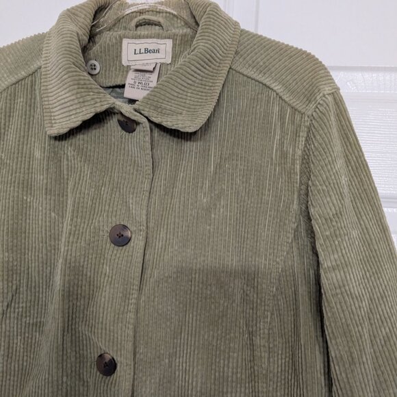LL Bean Corduroy Barn Jacket Womens Size Medium Green Removable Liner Workwear - Picture 2 of 16